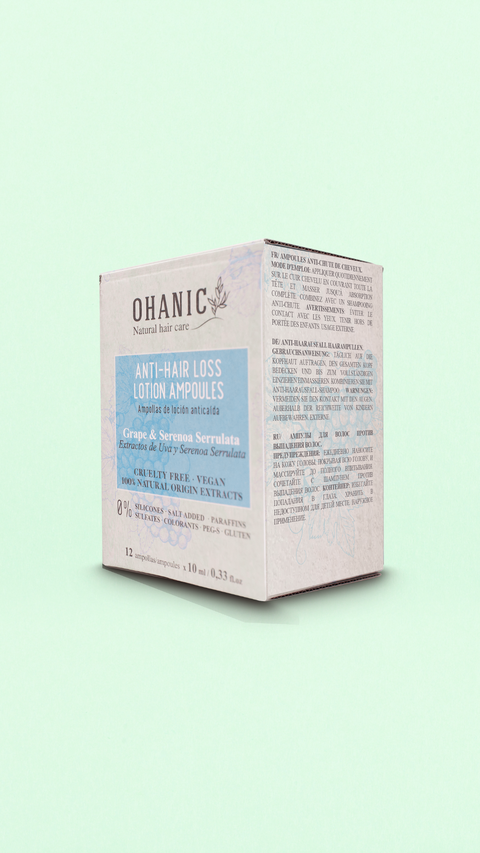 Ohanic Anti-Haarausfall-Lotion-Ampullen, 12 x 10 ml, mit Serenoa Serrulata und Traubenextrakt, vegane und silikonfreie Behandlung gegen Haarausfall.