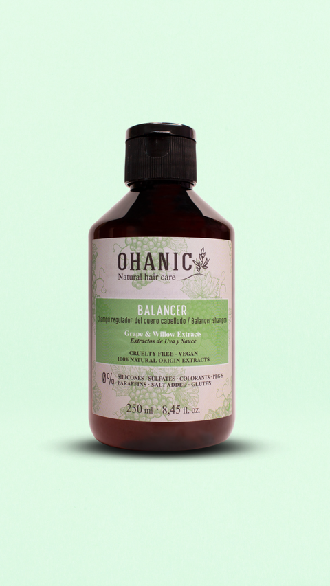 Ohanic Balancer Shampoo mit Trauben- und Weidenextrakt, 250 ml, vegan und frei von Silikonen, Sulfaten, Parabenen und künstlichen Farbstoffen.